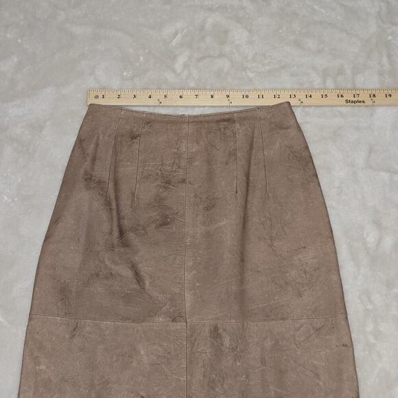 Vintage Winlit Genuine Leather Skirt Women’s 5/6 Tan Brown Made in Korea 80s 90s - Picture 11 of 15